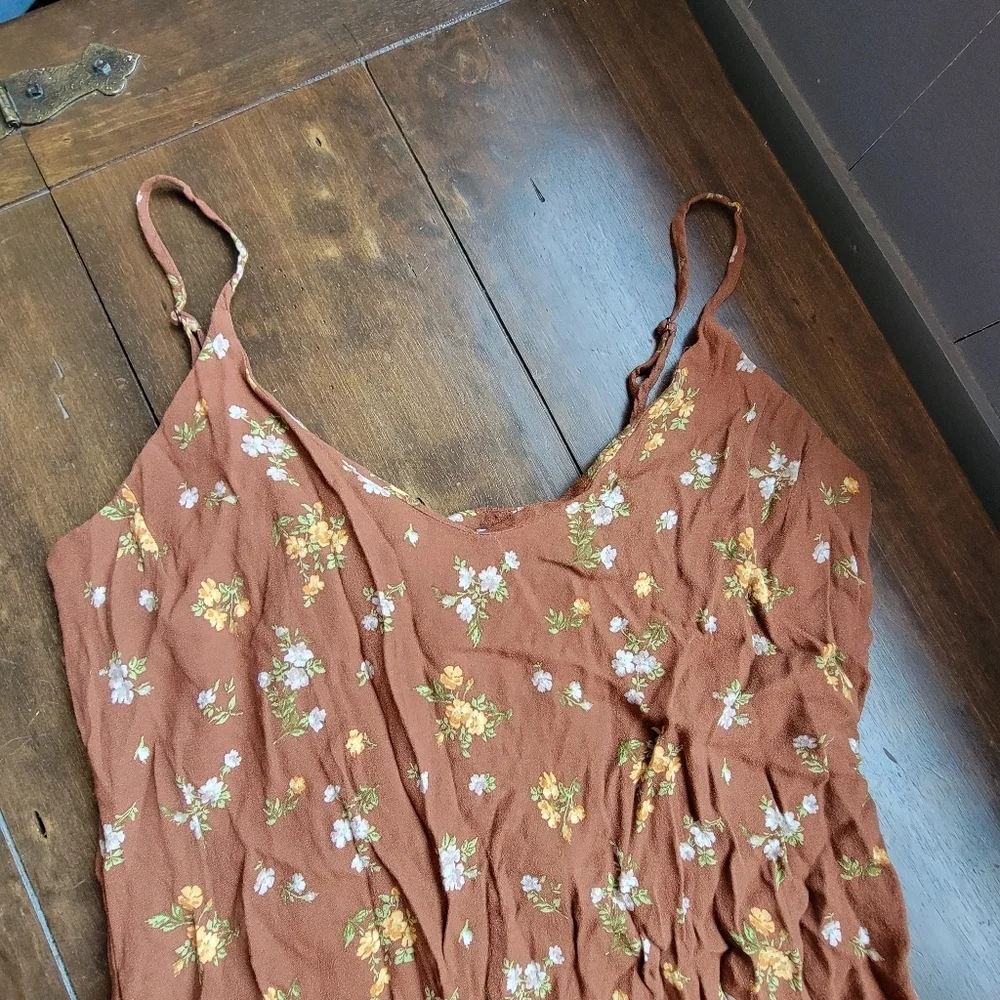 Reformation Ventura Floral V-neck Slip Dress sz XL Brown Chic Retro Cottagecore